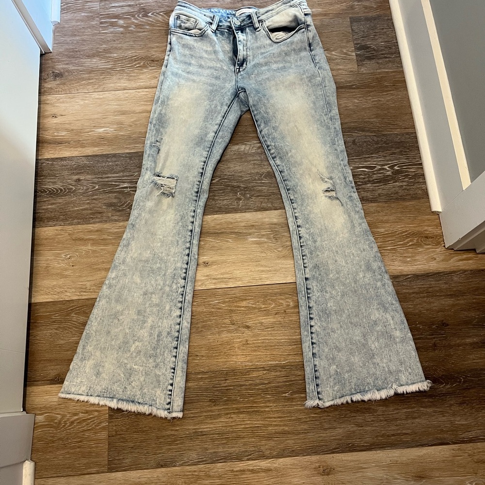 Altar'd State Light Blue Distressed Flare Jeans
